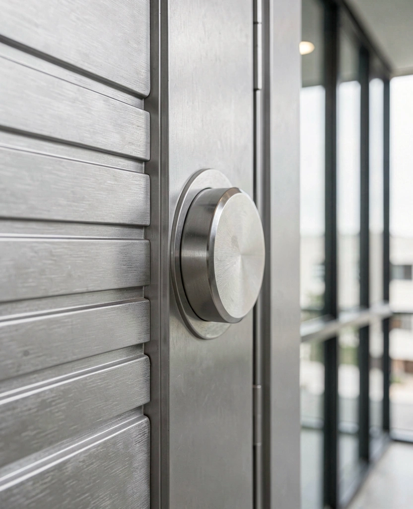 Brushed silver security surface